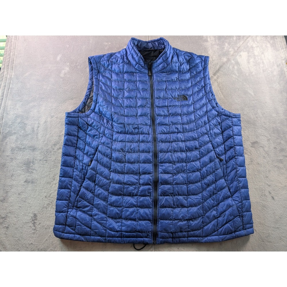 The North Face Thermoball Vest Mens XXL Blue Puffer Quilted Insulated Full Zip